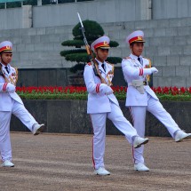 Guards walking to the Ho Chi Minh Mausoleum
