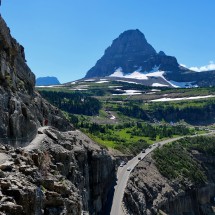 Path through the rocks with Logan Pass (left)
