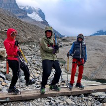 Three kids with crampons
