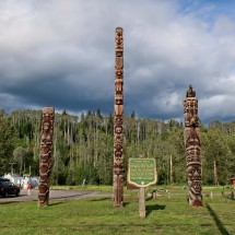 Totem Poles in the open Meanskinisht Museum of Kitwancool