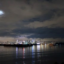 Skyline of Vancouver seen from our sleeping place close to Kings Mill Park