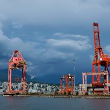 Container port with North Vancouver in the back
