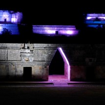 Light show in the Maya ruins Uxmal