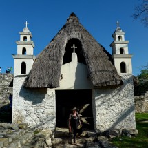 Church in the Maya ruins Xkambó