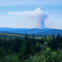 Wildfires seen from the descent of 977 meters high Wickersham Dome