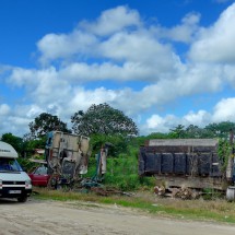 Trucks on the Northern Highway of Belize