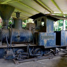 Old steam locomotive of the abandoned sugar plant