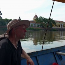 Tommy with the cathedral of Mompós