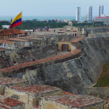 The fortress with the Colombian flag