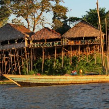 Houses on Laguna Yarinacocha, with high stilts to be prepared for the rainy season