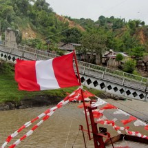 Bigger settlement on Rio Ucayali with the Peruvian flag