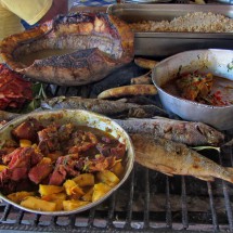 Delicious food of Puerto Bellavista, including turtle meat and soup