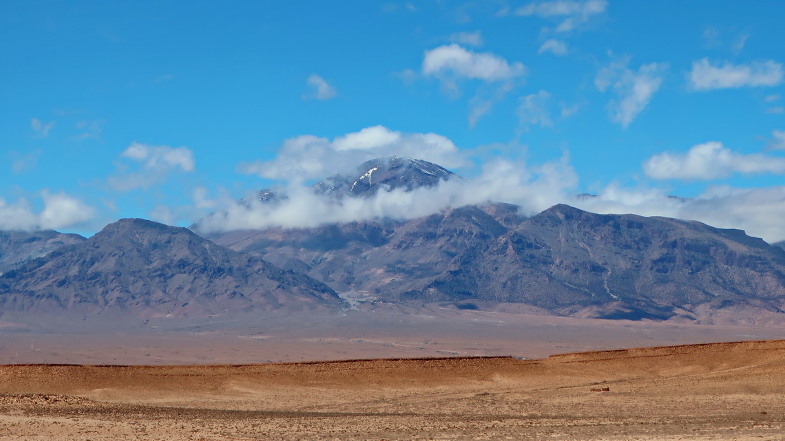 Mighty mountain Jbel Bou Naceur seen from the road between Outat El Haj and Lamrija in 2024