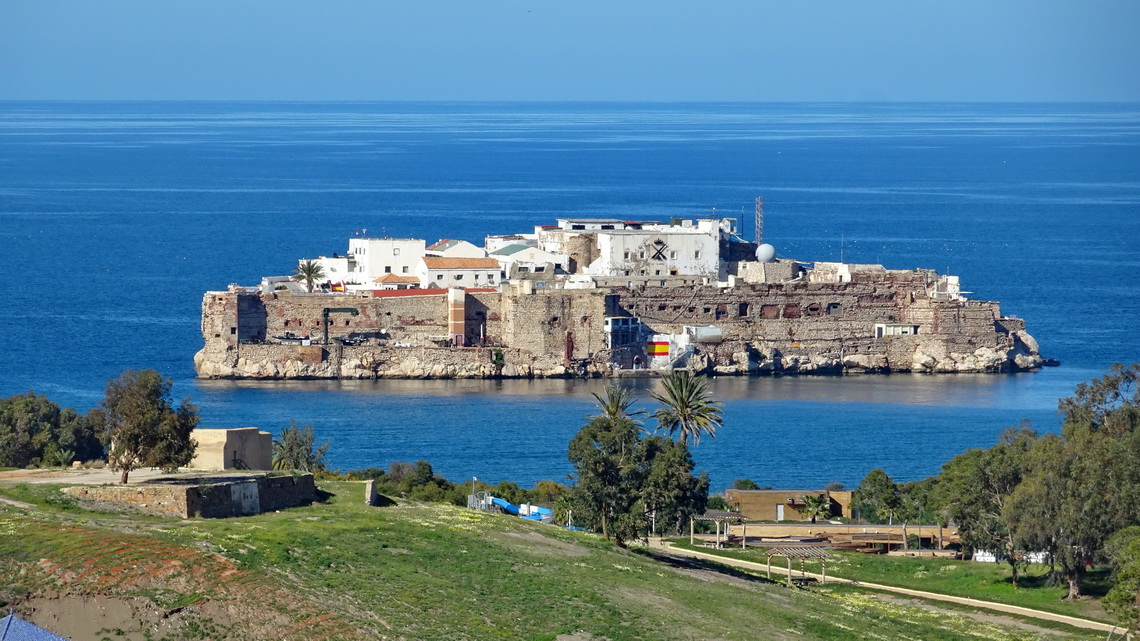 Penon de Alhucemas island, which belongs to Spain, in the bay of Al Hoceima