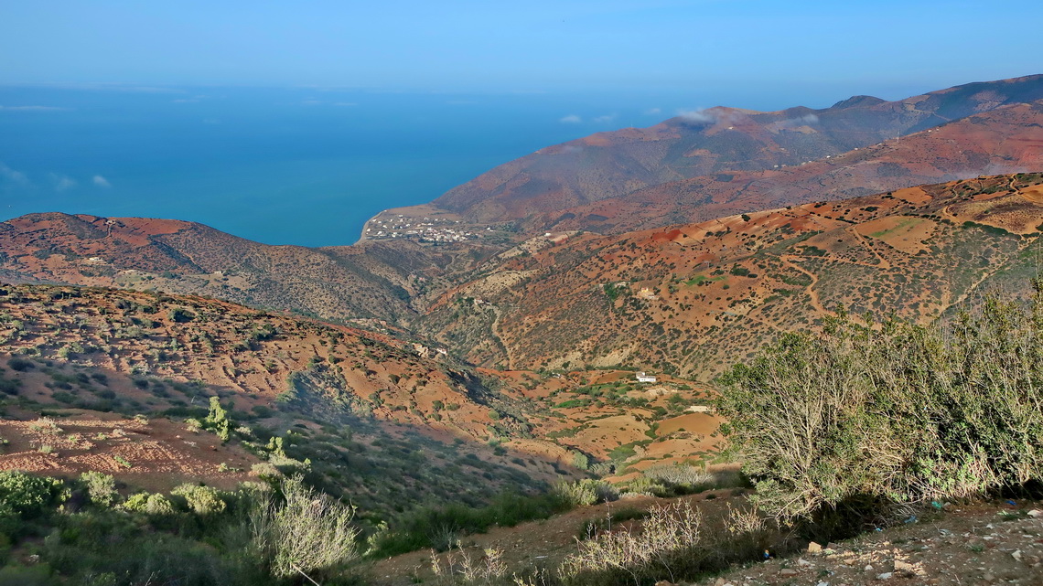 Landscape of the Rif Mountains between Torres de-Alcala and Amtar where the Rocade Méditerranéenne road almost exceeds 800 meters sea-level