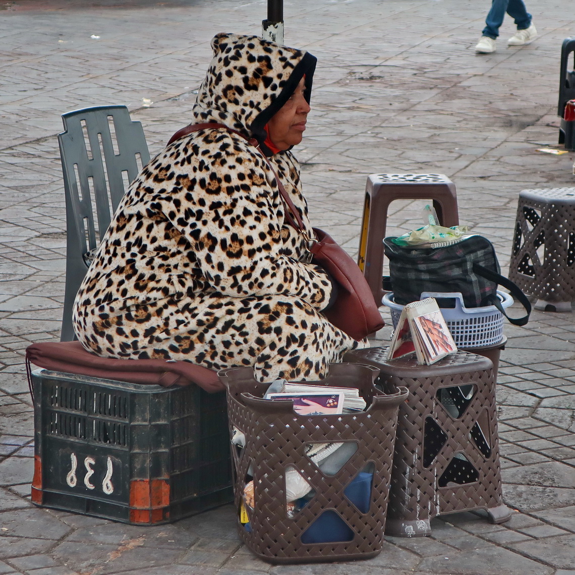 Lady with a leopard dress on the Jemaa el-Fnaa