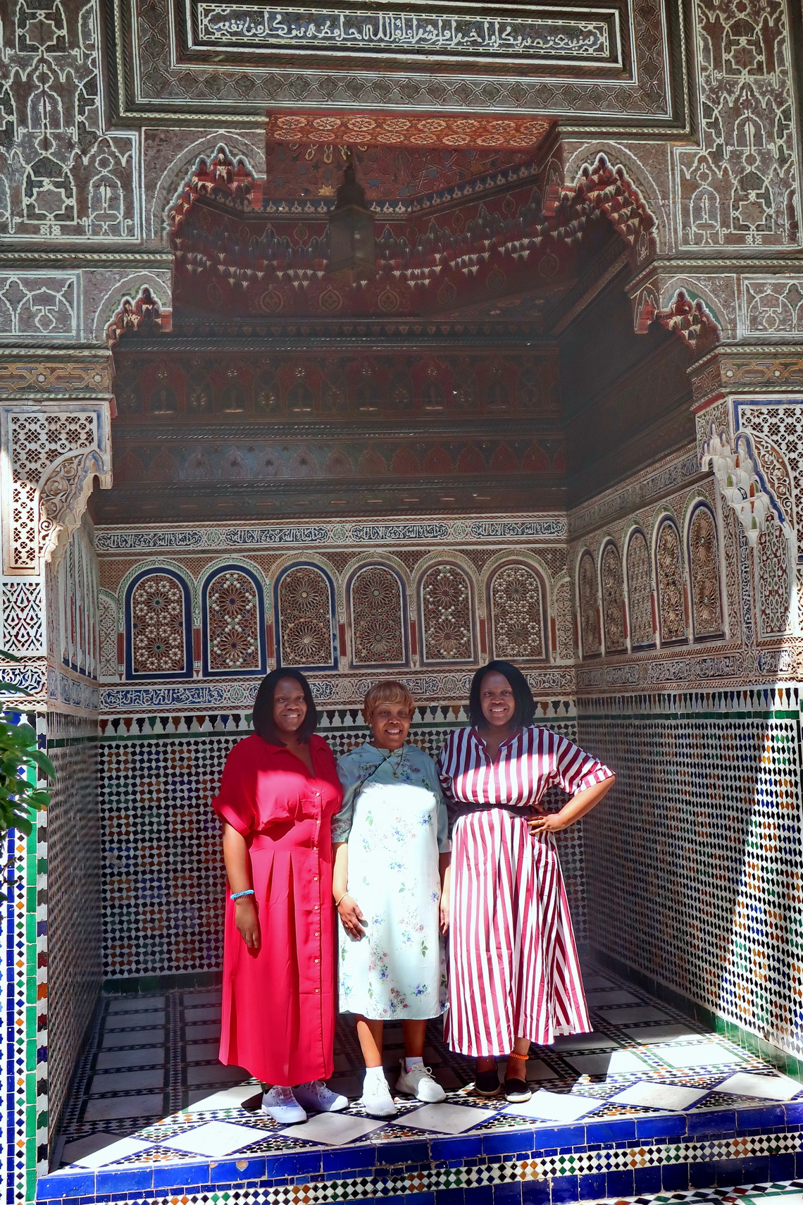 Three African Ladies in Marrakesh's Bahia Palace, built in the mid to late 19th century