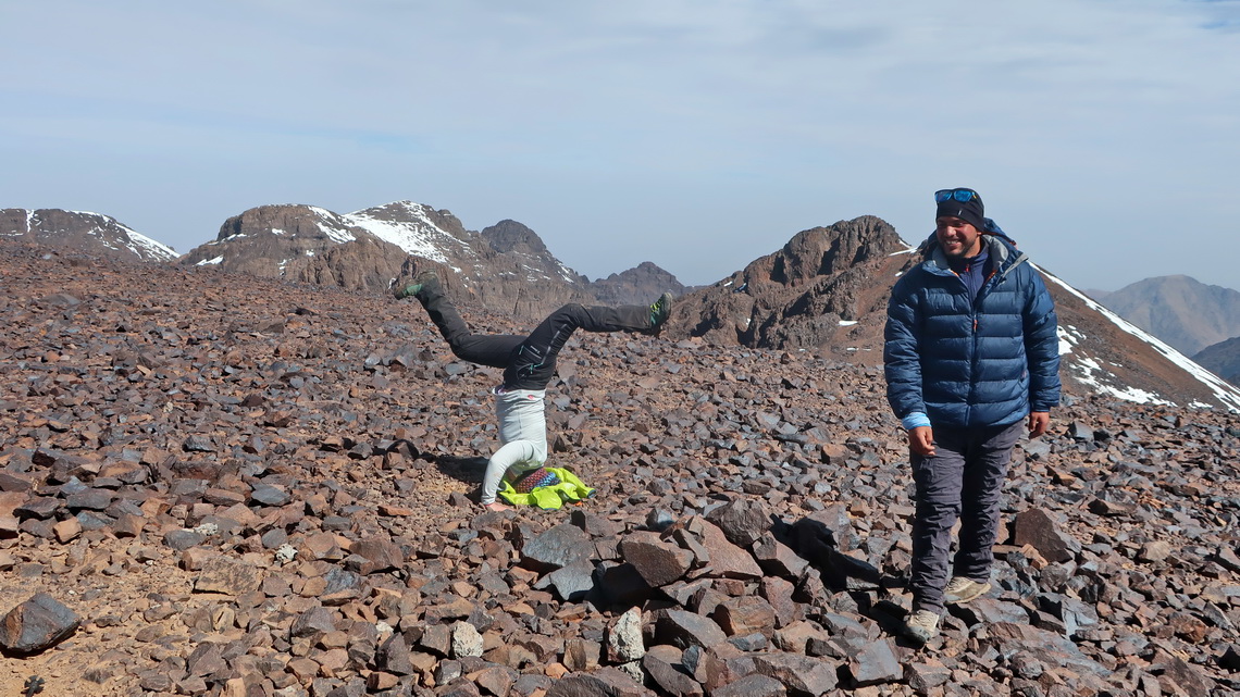 Strong Spanish Lady with Yassin on the summit of Timesguida at 4,088 meters above sea level!