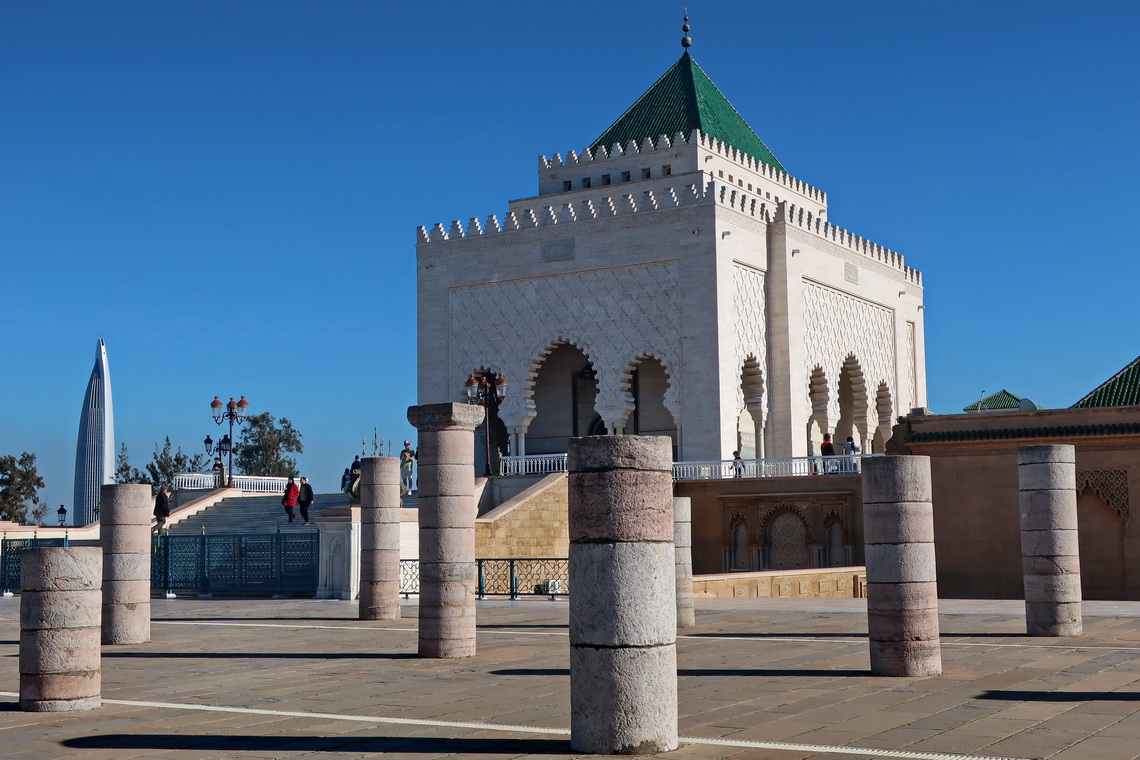 Mausoleum of Mohammed V who was the first king of Morocco (1957 - 1961) and father of Morocco's independence in the year 1956