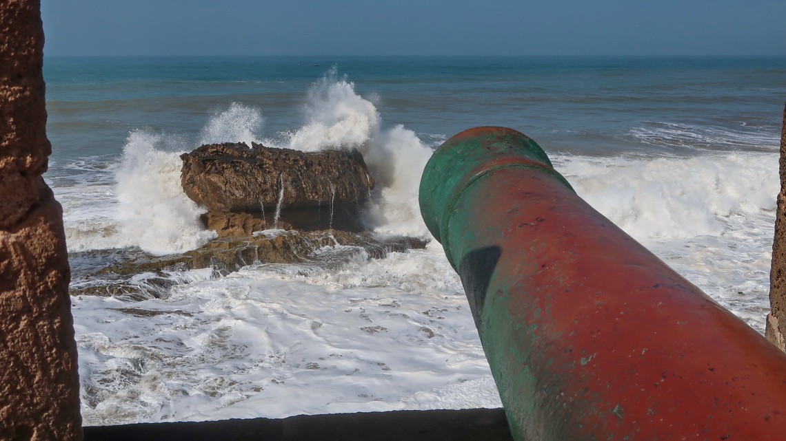Cannon in the Bastion North with savage Atlantic Ocean