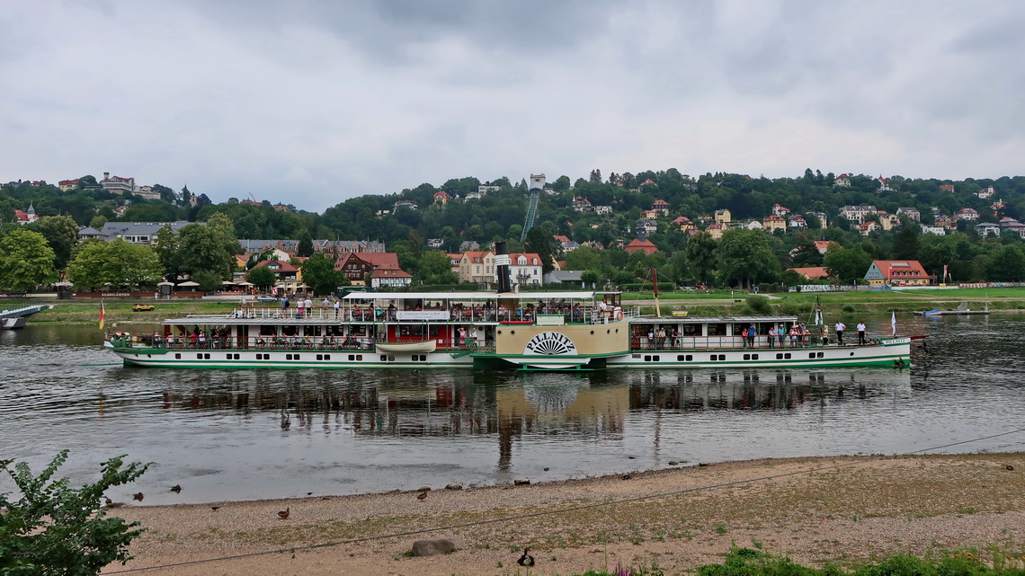 Paddle wheel boat few kilometers east of Dresden