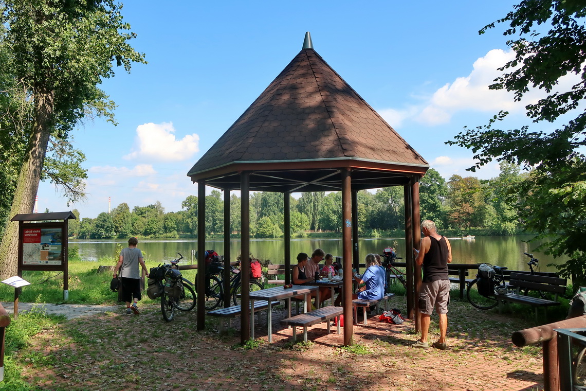 Typical picnic pavilion along the river Elbe in Czech Republic