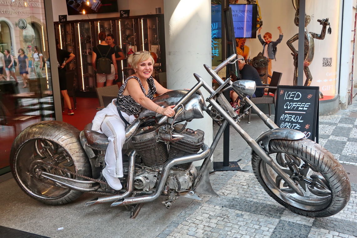 Lady on a hot bike