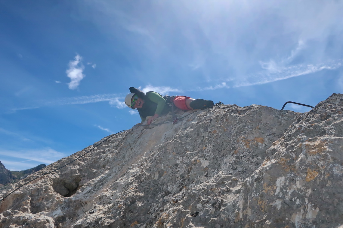 Stormy summit Peñón de Los Becerros (1101 meters sea-level), the end of Via Ferrata de Hondonero