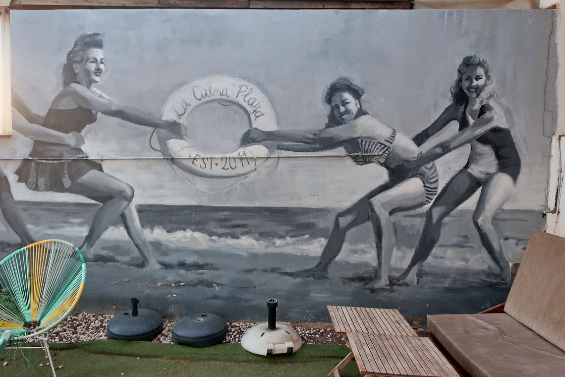 Mural in a bar on the beach of Torre de Benagalbon