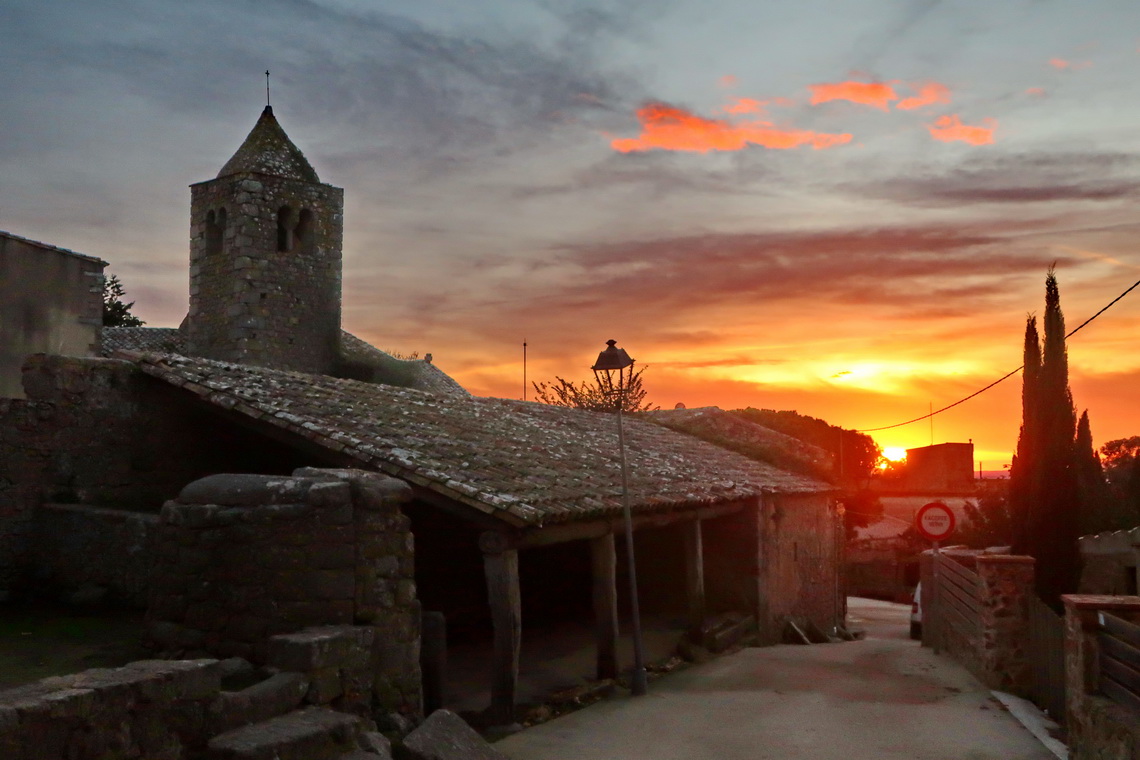 Sant Martí de Romanyà at sunset