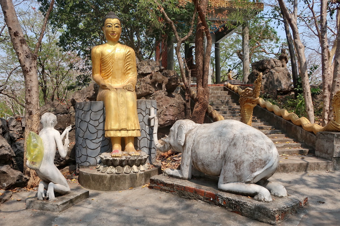 Buddha with Monkey and Elephant