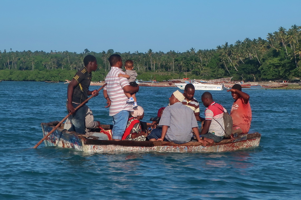 Shore of Zanzibar - Mkokotoni with a feeder boat
