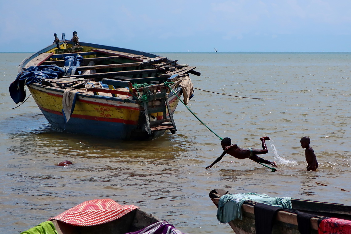 Boys enjoying the water of Tanganyika Lake