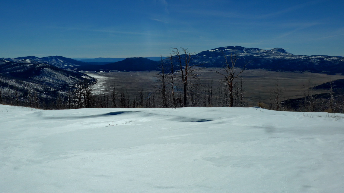 View into the Valles Caldera Supervolcano from the summit of 3096 meters high Cerro Grande