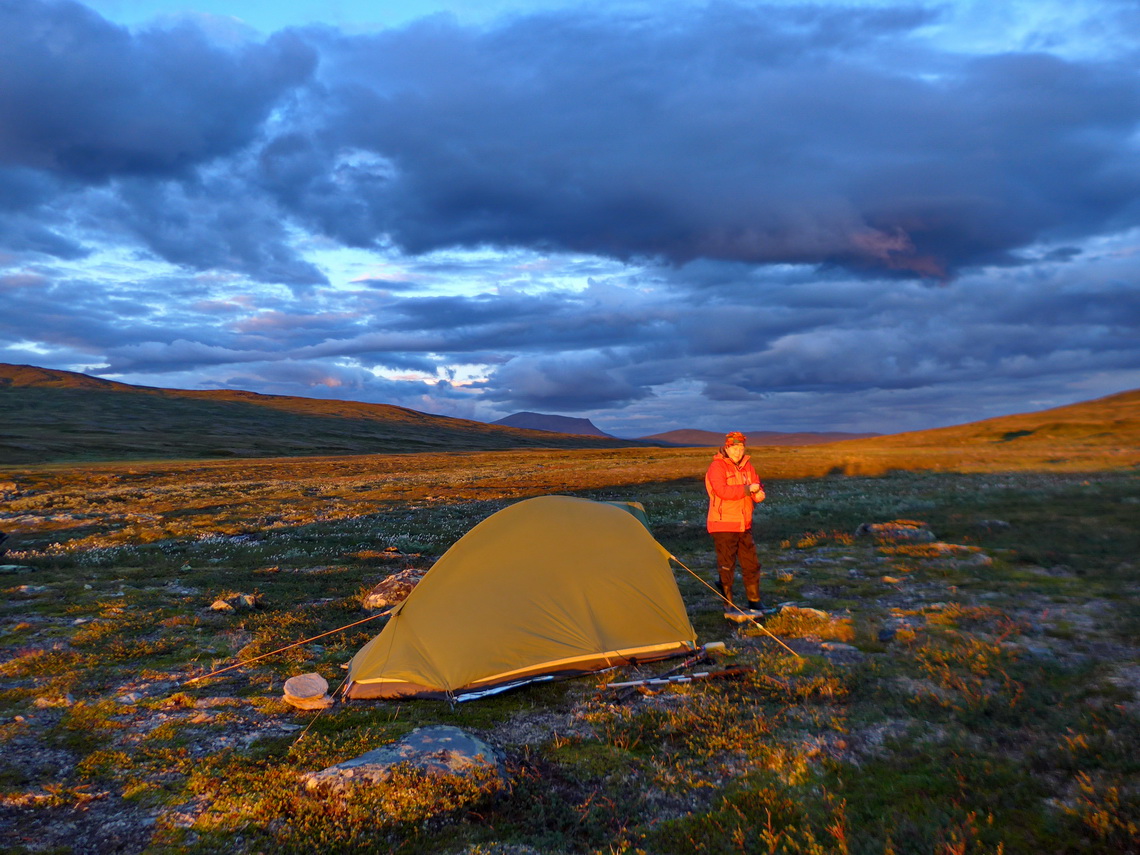 Our little tent at sunset