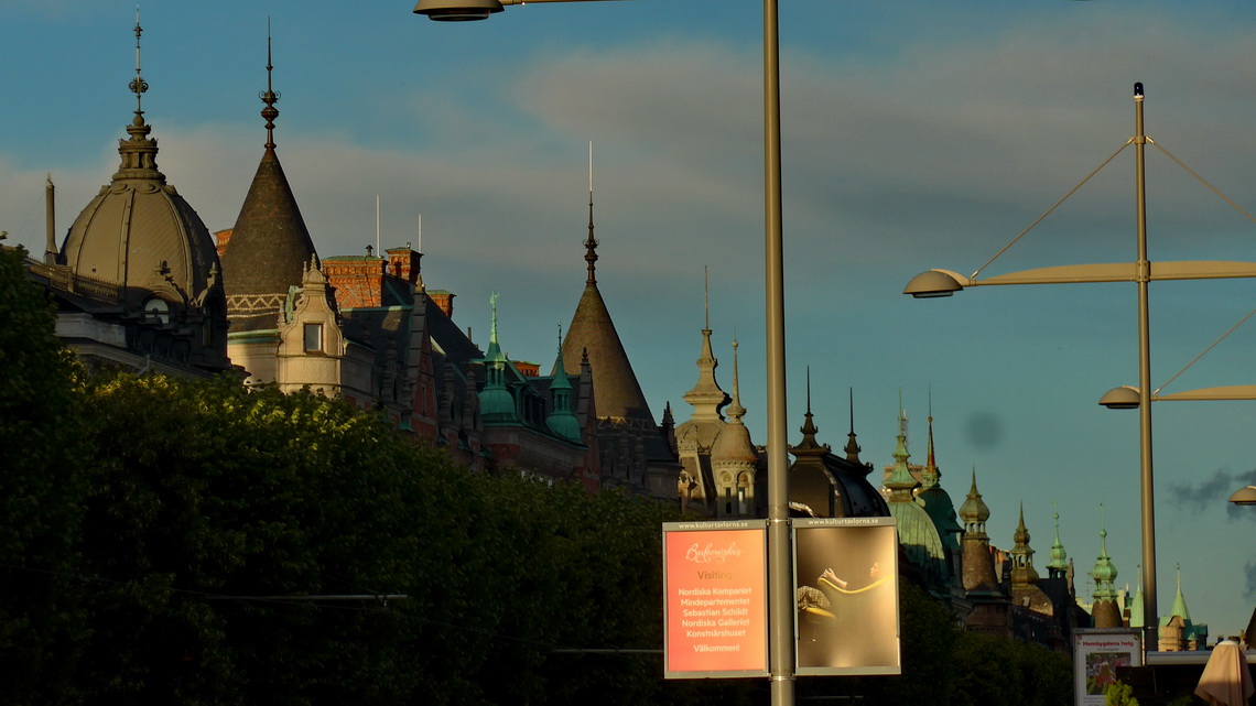 Roofs of the street Strandvägen of Stockholm