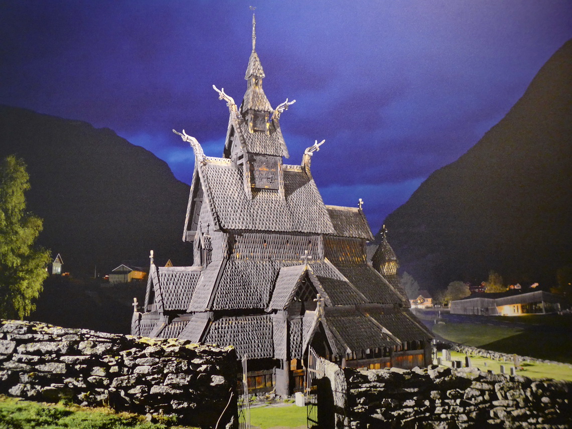 Borgund Stave Church at night (from a poster)