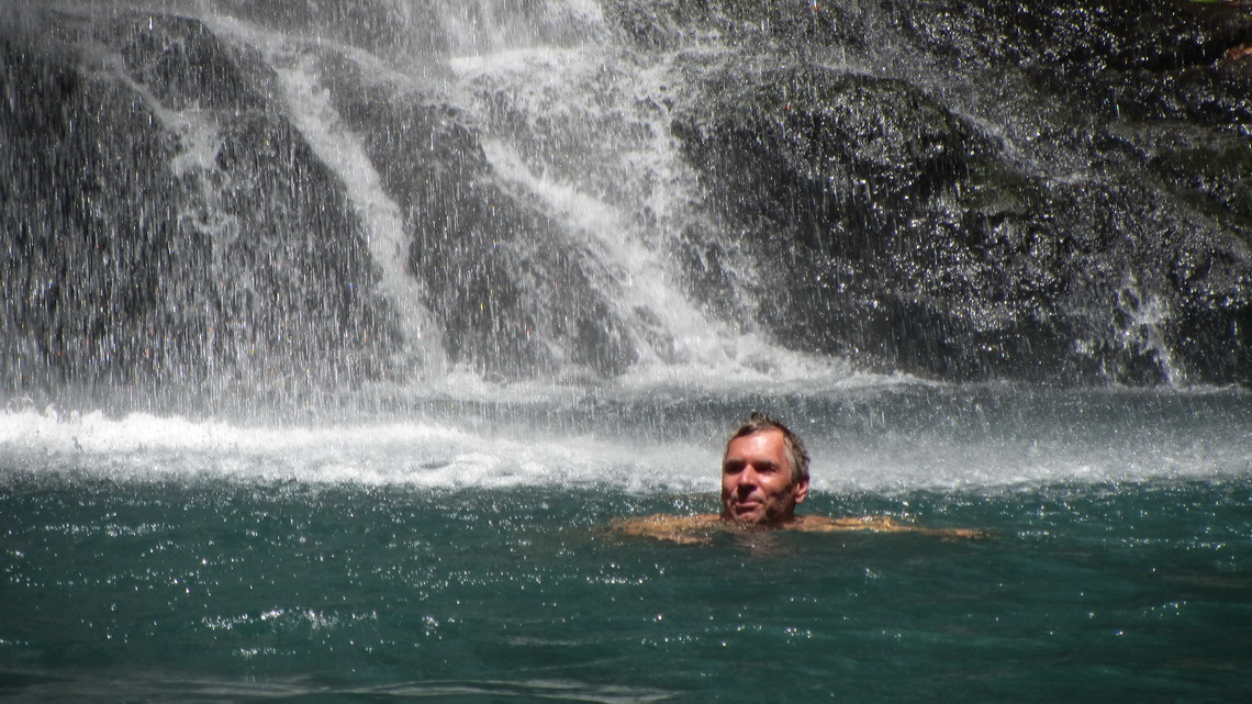 Alfred enjoying the cold water of La Cangreja