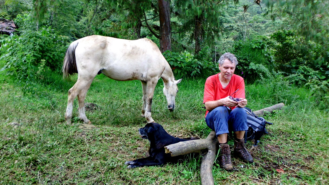 On the way to Pico de Loro close to the barn. The black dog came with us to the barn. Another white dog accompanied us to the summit.