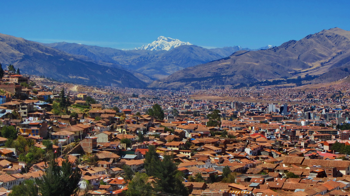 Cusco with the holy mountain Ausangate, which is with 6384 meters sea-level the highest summit in Southeast Peru 	 	