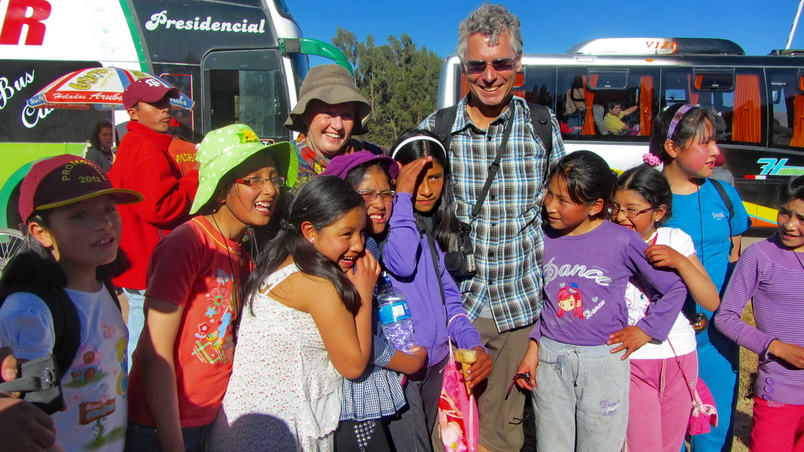 Peruvian kids visiting Saqsaywaman and Cusco