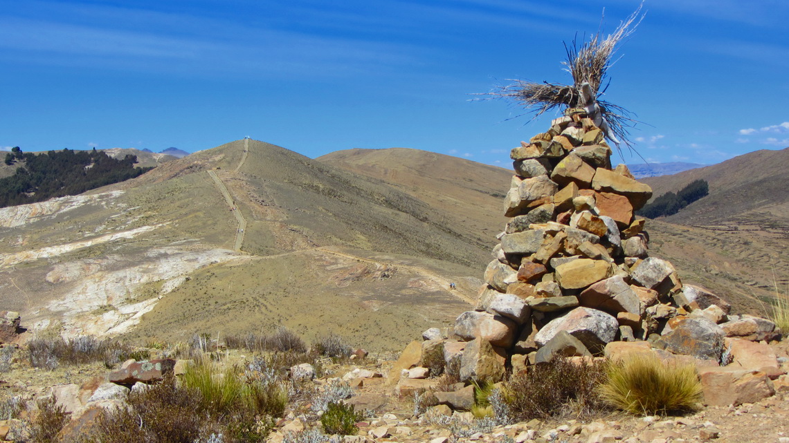 On top of 4027 meters high Cerro Calvario with the trail on the crest