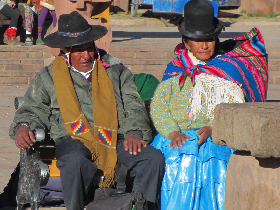 Aymara couple on the main square