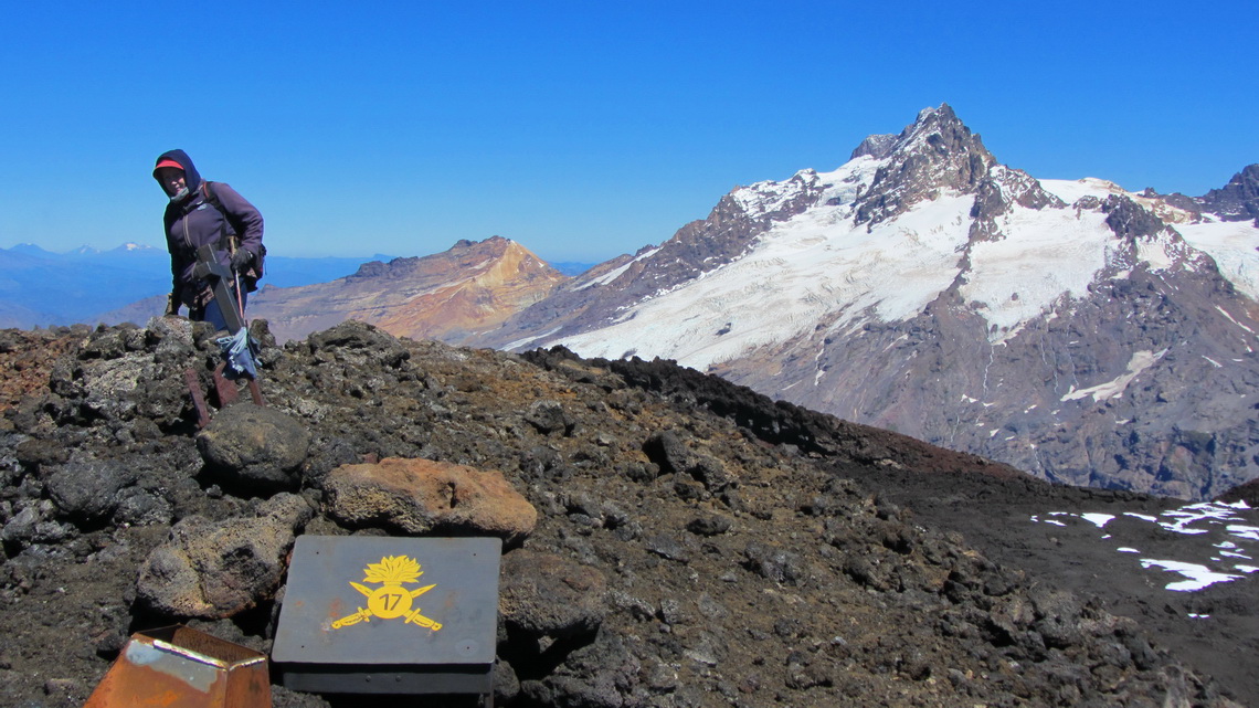 Summit of Volcan Antuco (2979 meter sea level) with Sierra Velluda in the background