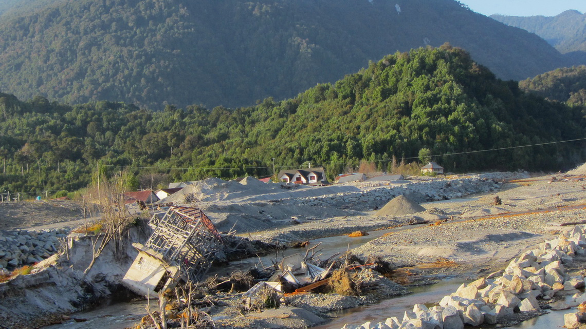 Destroyed house in Chaiten