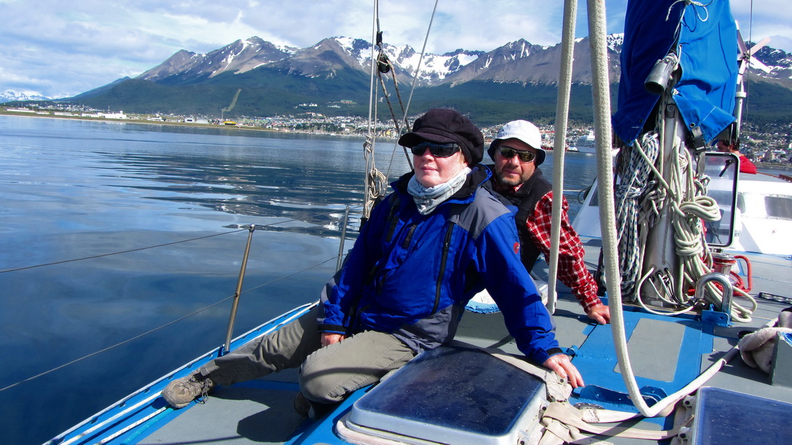 Marion and Tommy on a sailing ship