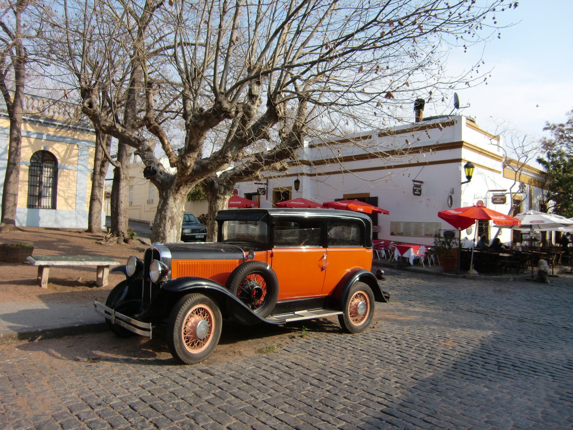 Ancient car on the main square of the old city 