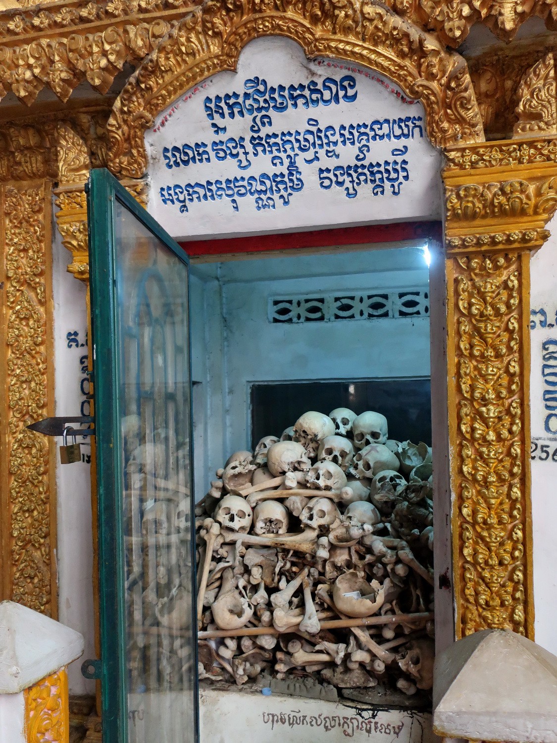 Shrine in the Killing Cave of Phnom Sampov where the Khmer Rouge Regime butchered a lot of people