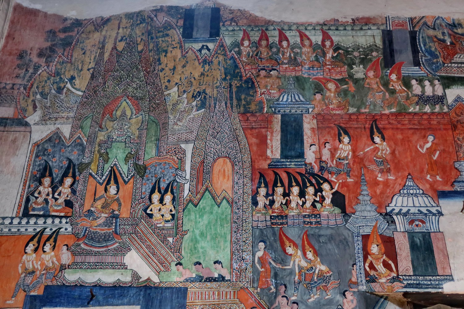 Detail of the mural in Wat Pa Huak