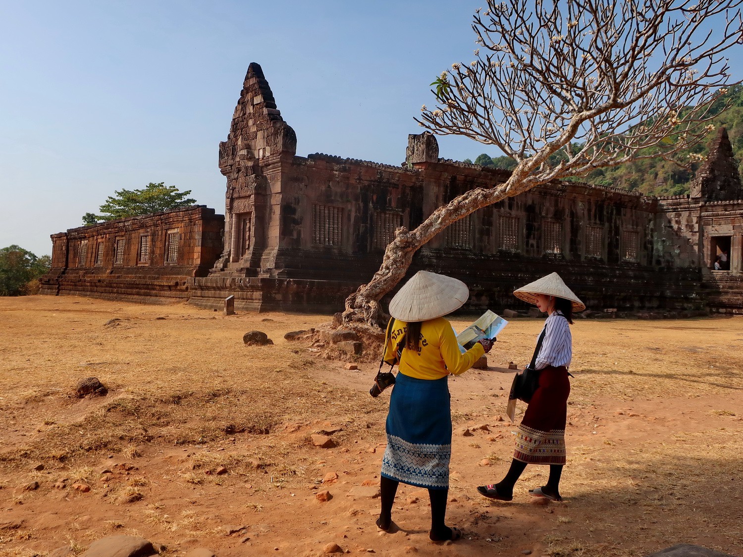 In the lower Wat Phou ruins of the Khmer (11th to 13th century)